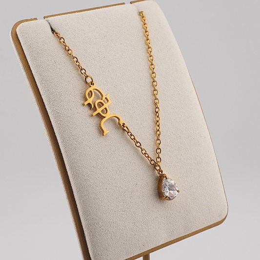 Birthstone With Personalized Ge’ez Name Necklace