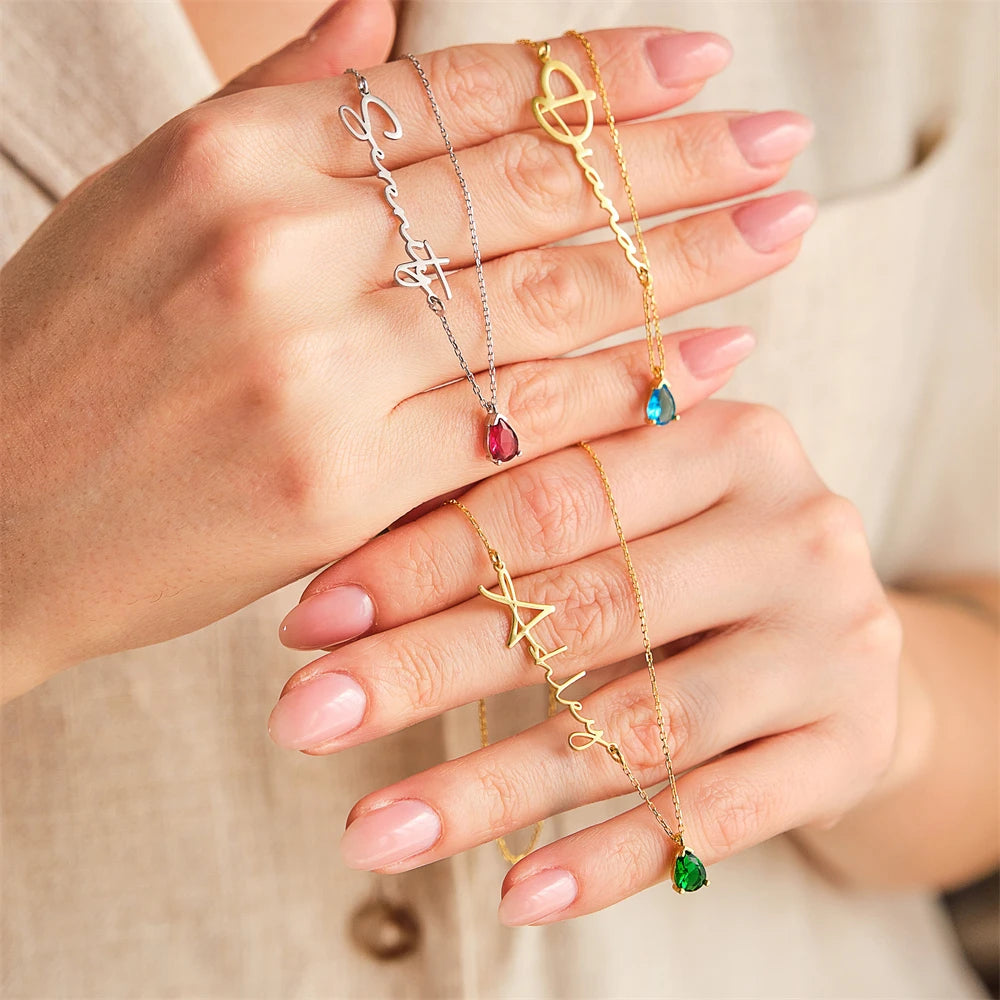 Birthstone With Personalized Ge’ez Name Necklace