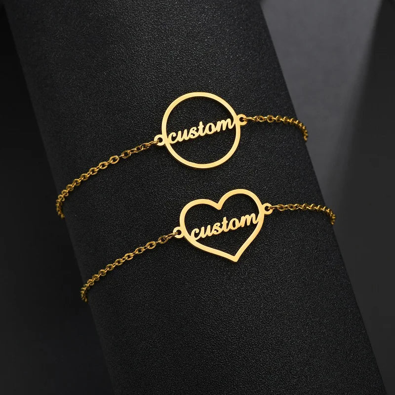 Personalized Ge’ez Name Bracelet/Anklet - Heart or Circle Shape