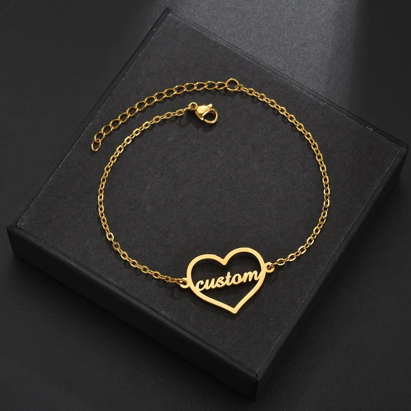 Personalized Ge’ez Name Bracelet/Anklet - Heart or Circle Shape